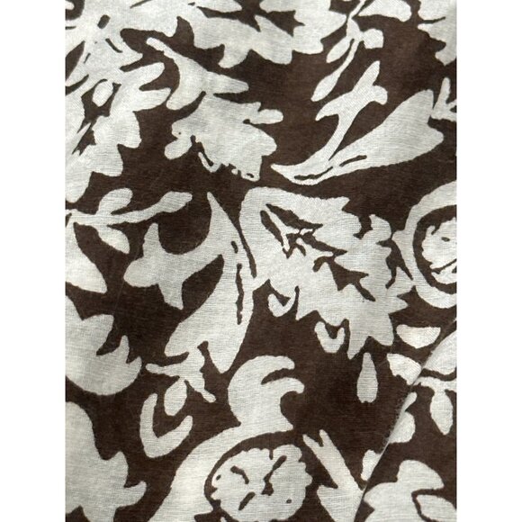 Ann Taylor Loft Large Brown White Silk Cotton Floral Blouse Romantic City Chic - Picture 10 of 12